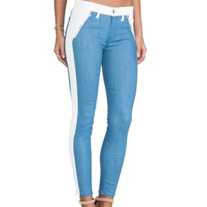 7 For All Mankind Skinny Jeans with White Leather